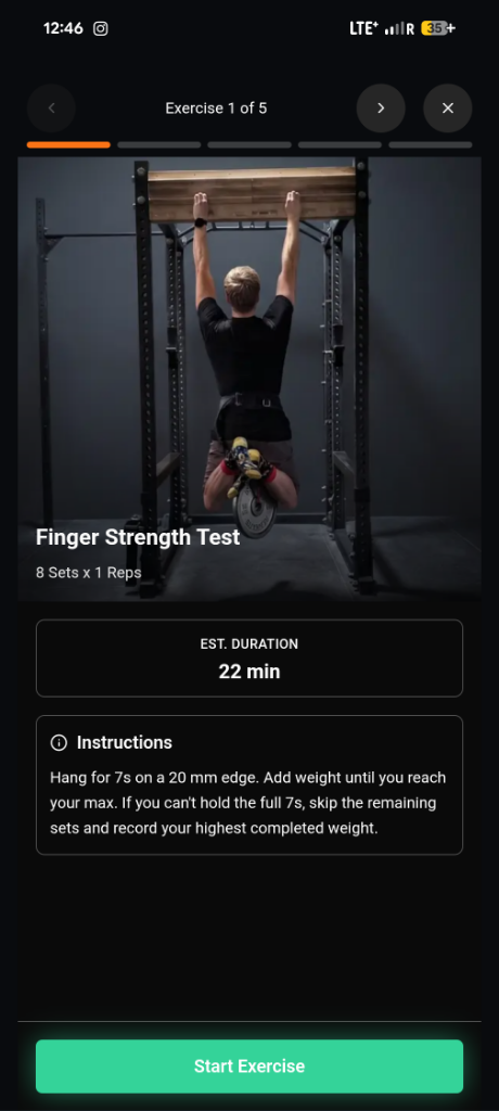 Finger Strength Test Session