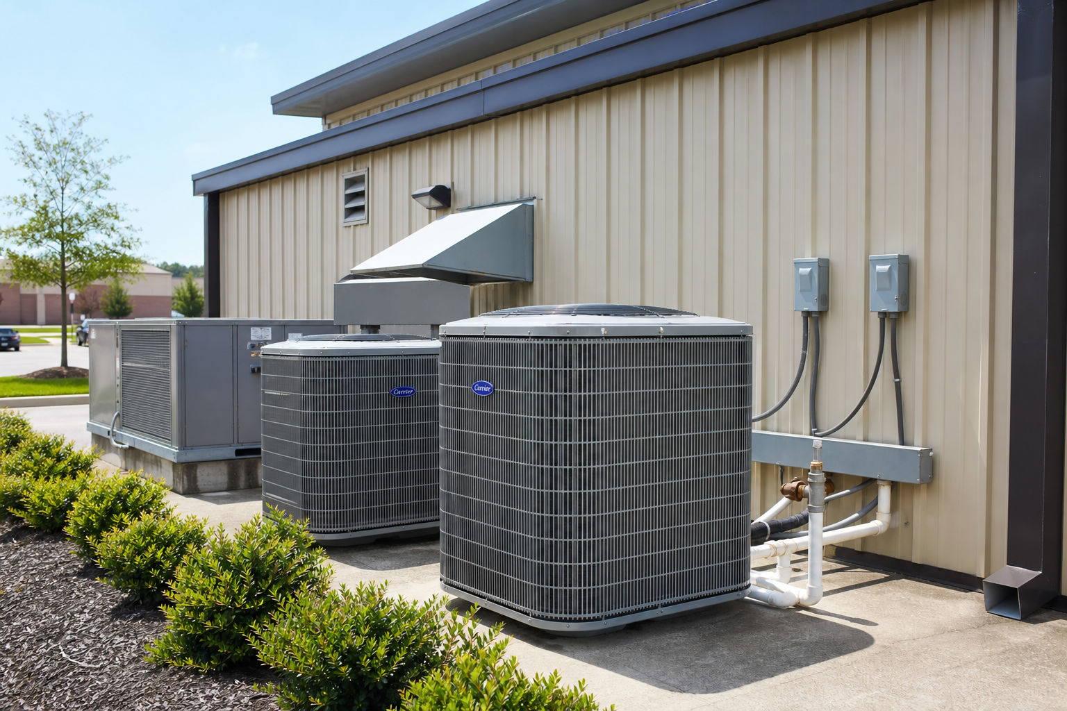 Commercial HVAC equipment at a local business property