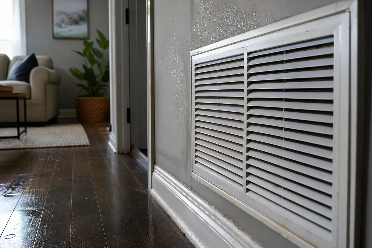 Indoor HVAC vent and return area in a West Ashley property related to humidity and uneven cooling