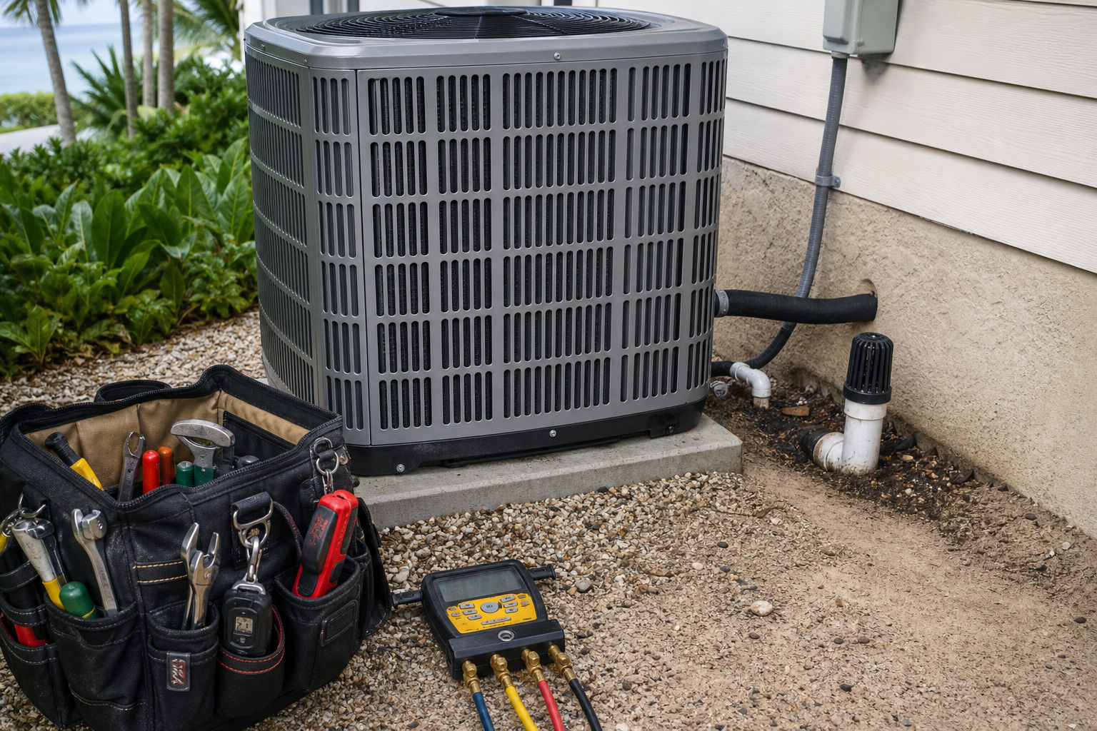 Maintained air conditioner at a coastal home with emphasis on cleaning and protection