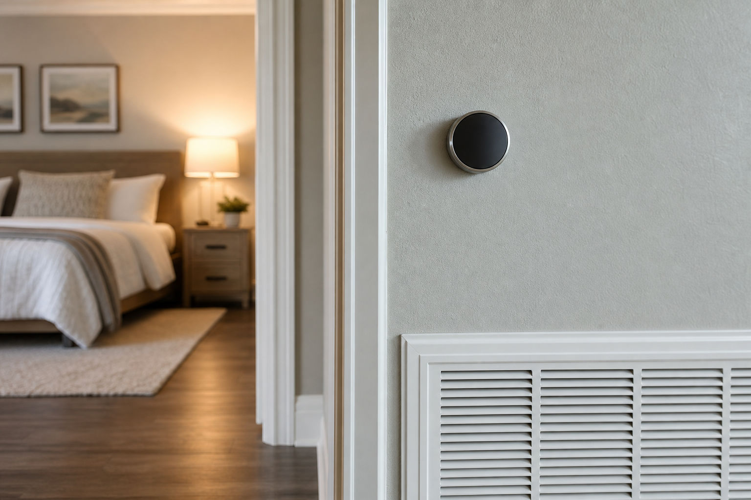Hallway thermostat placement that may not reflect the temperature in a warmer room