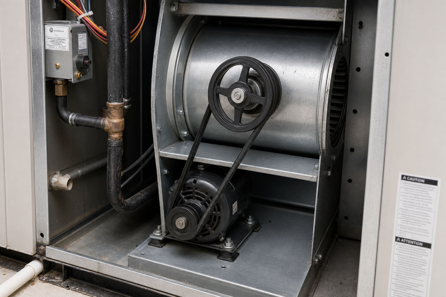 Indoor HVAC components associated with squealing, banging, or clicking AC noises