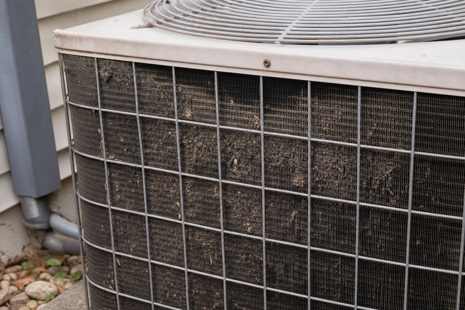 Dirty outdoor AC coil that can contribute to breaker trips