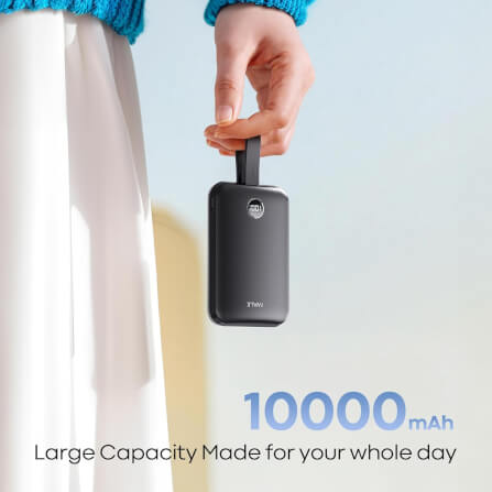 Powerbank IWALK Power Hybrid 10000mAh Black color MagSafe Magnetic Charging support 30W Fast Charge with TypeC and Lightning Built-in Cables view 3