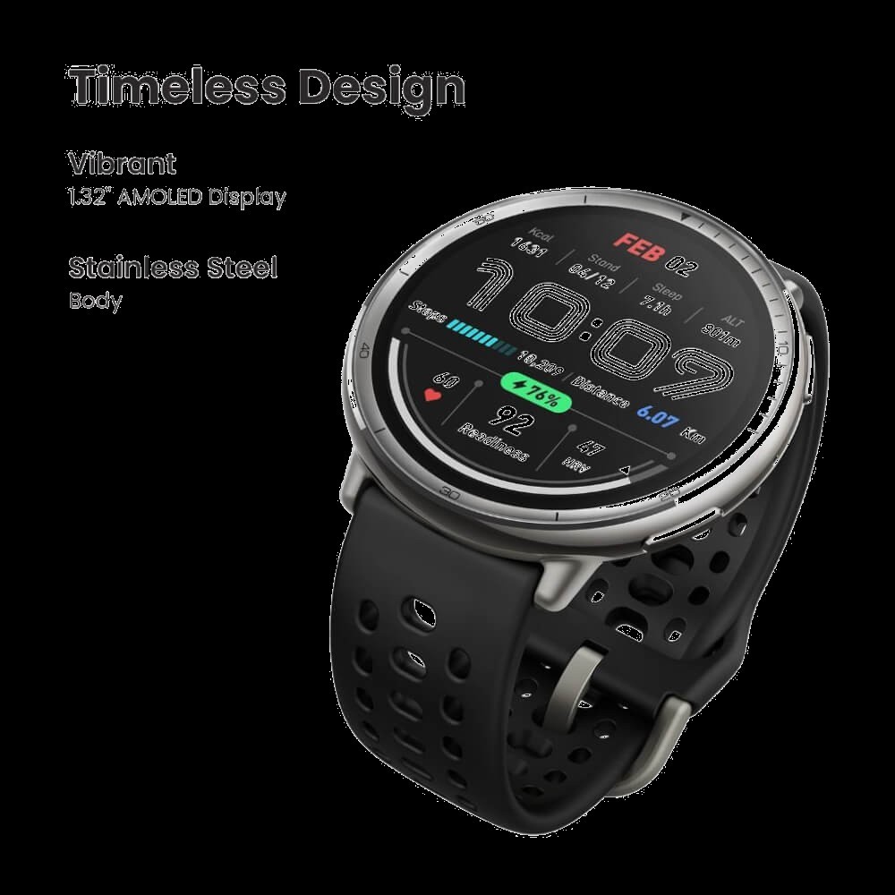 SMARTWATCH AMAZFIT ACTIVE 2 1.32" AMOLED BLACK LEATHER