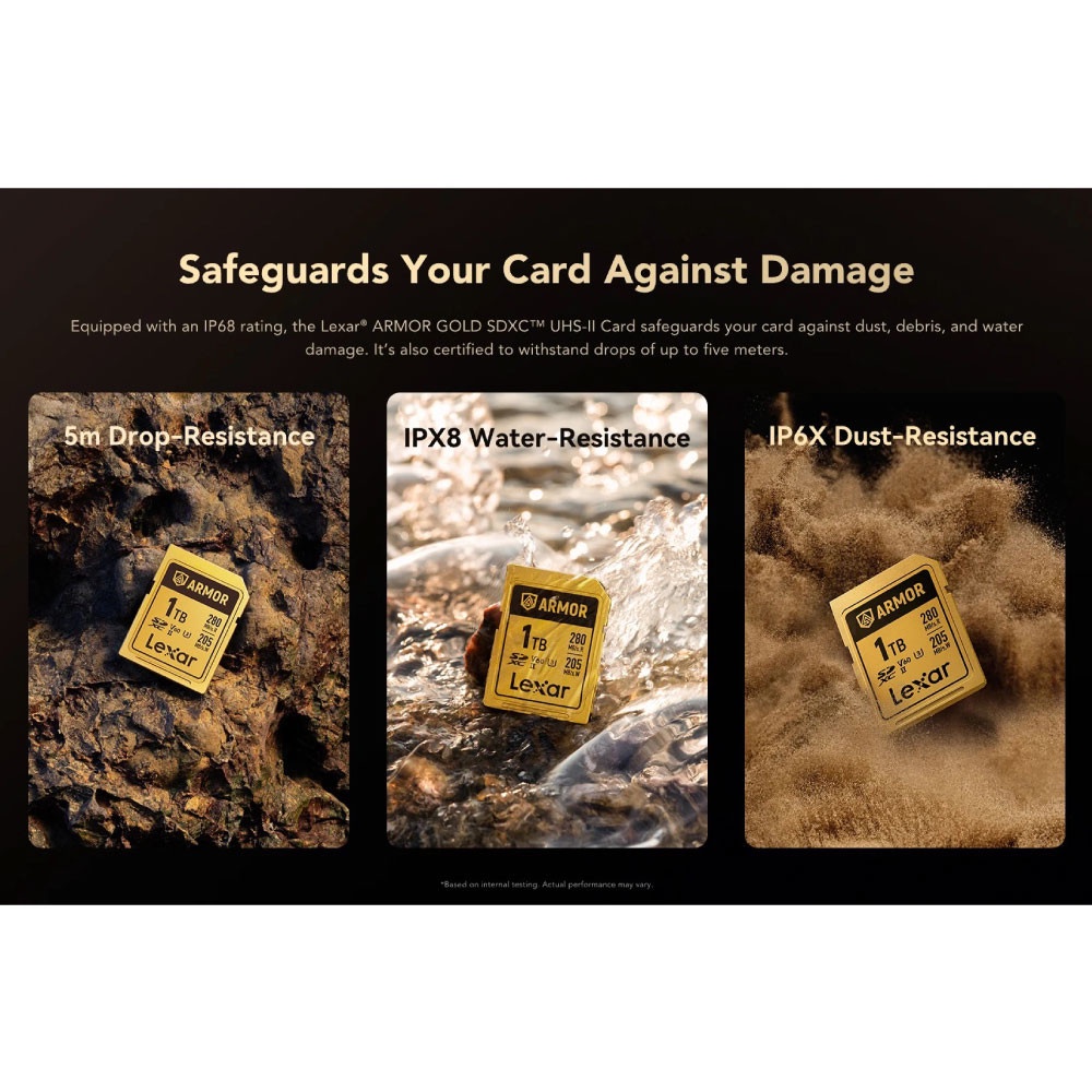 MEMORY CARD LEXAR ARMOR GOLD 128GB SD CARD FULL-HD 6K RW280/205MB/S view 3