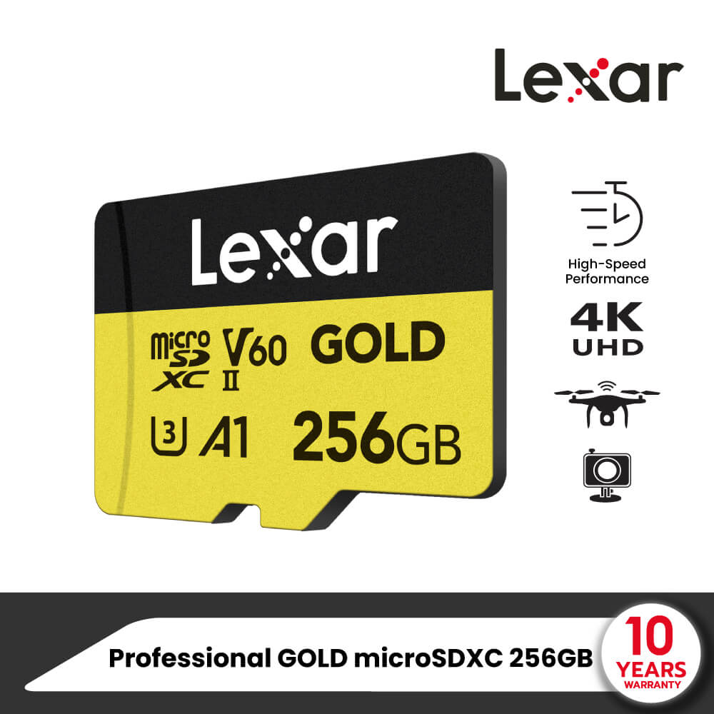 MEMORY CARD LEXAR GOLD MICROSD CARD 256GB UHS-II U3 V60 FULL-HD 3D 4K RW280/100MB/S view 5