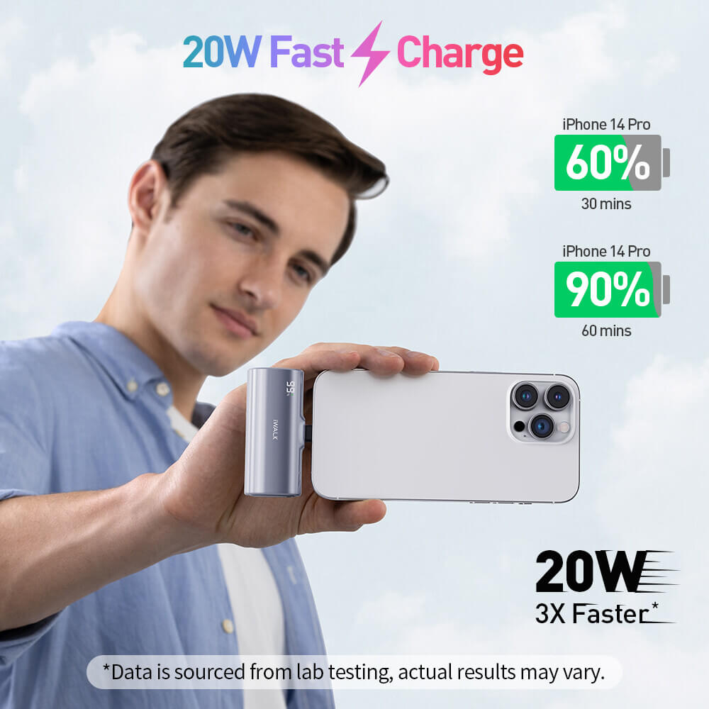 POWERBANK IWALK LINKPODX 5000 MAH SILVER COLOR SWICHABLE TO LIGHTNING OR TYPEC CONECTOR view 4