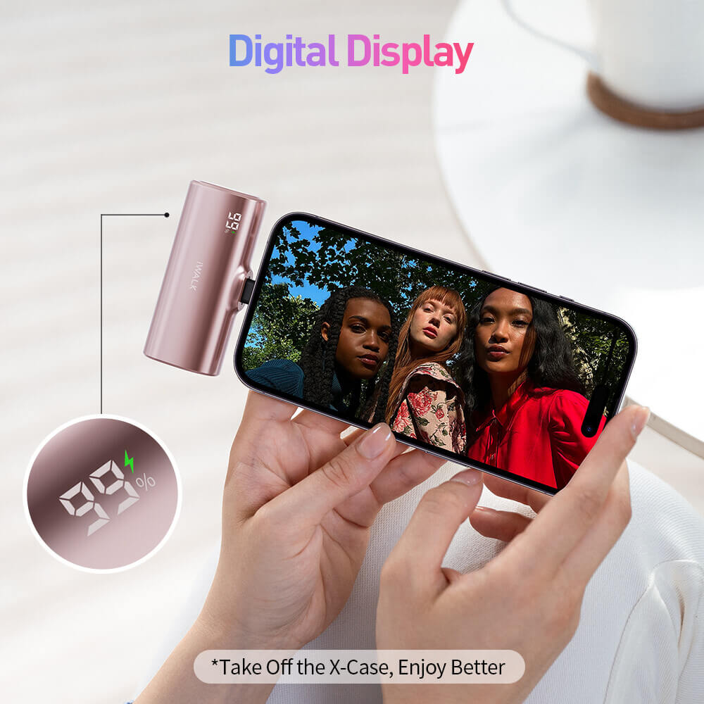 POWERBANK IWALK LINKPODX 5000 MAH ROSEGOLD COLOR SWICHABLE TO LIGHTNING OR TYPEC CONECTOR view 3