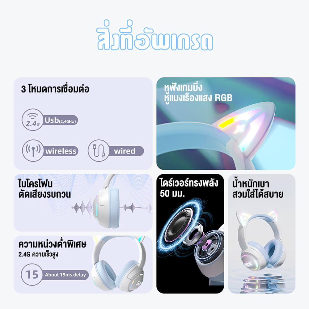 ONIKUMA GT838 THREE MODE WIRELESS HEADPHONE - BLUE view 4