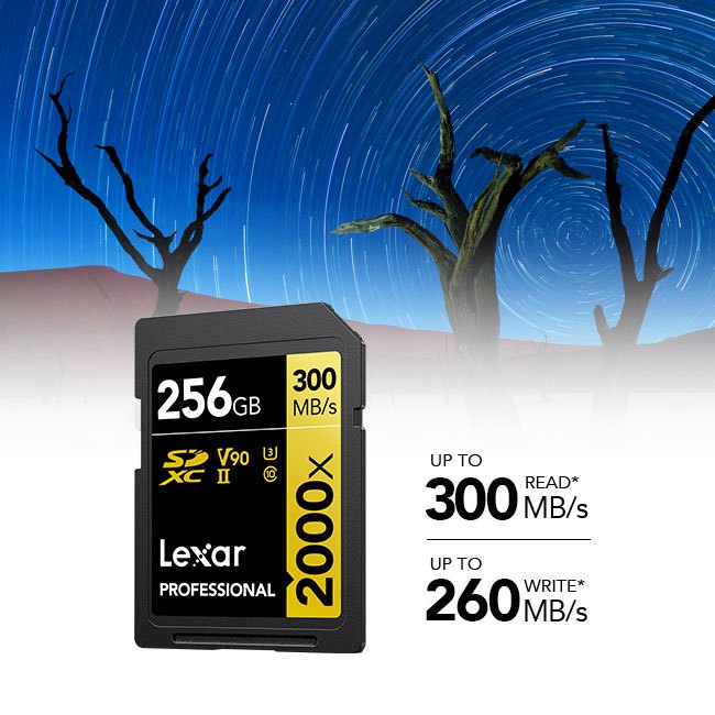 MEMORY CARD LEXAR SD2000X 256GB UHS-II U3 V90 SD CARD FULL-HD 3D 4K 8K RW300/260MB/S view 3
