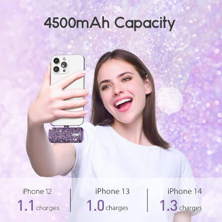 POWERBANK IWALK SECRET MAH LIGHTNING CHARGER PURPLE DIAMOND COLOR view 3