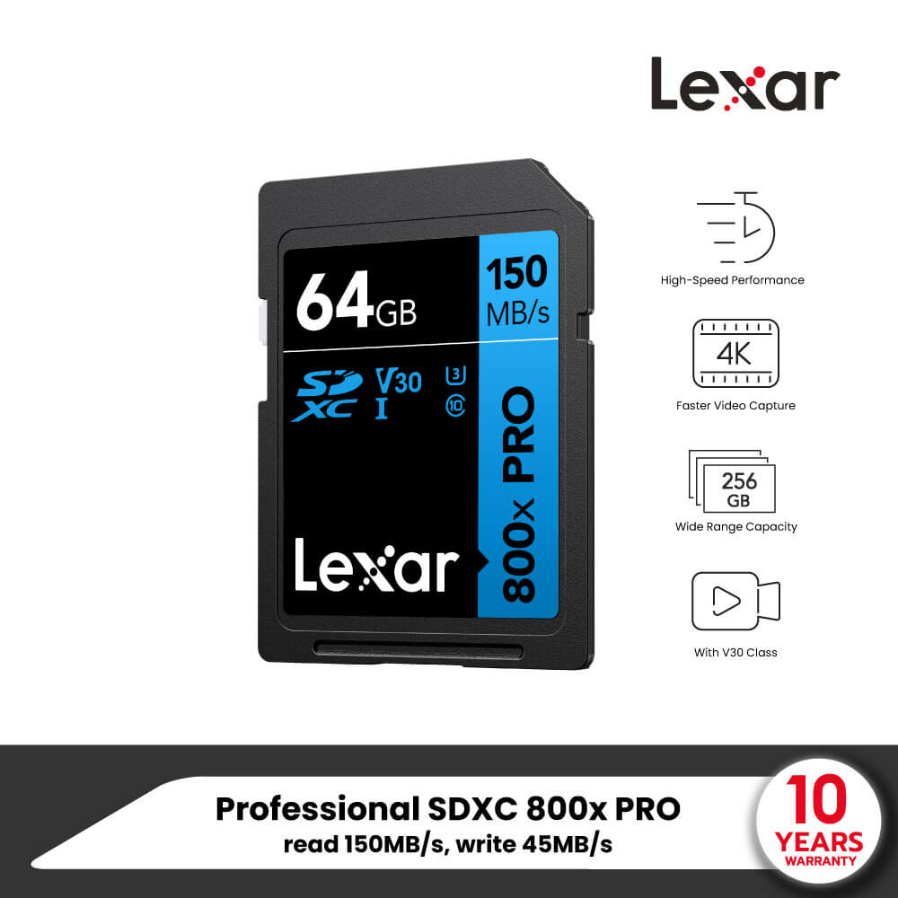 MEMORY CARD LEXAR 800XPRO 64GB SD CARD BLUE SERIES FULL-HD 4K RW150/45MB/S view 5