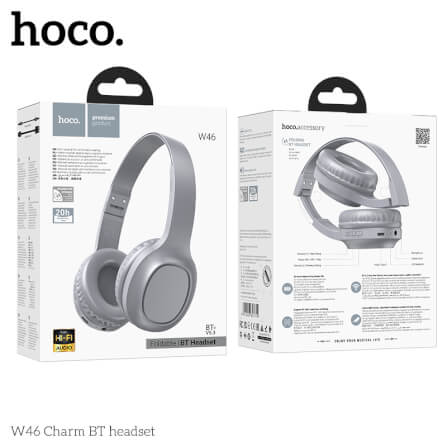 HOCO W46 Charm Bluetooth Headset, Light Blue Gray view 4