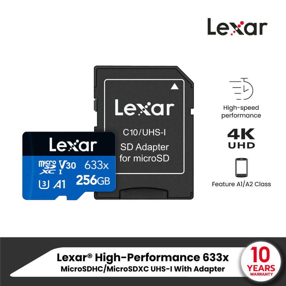 MEMORY CARD LEXAR 633X MICROSD CARD 256GB WITH ADAPTER RW100/45MB/S view 4