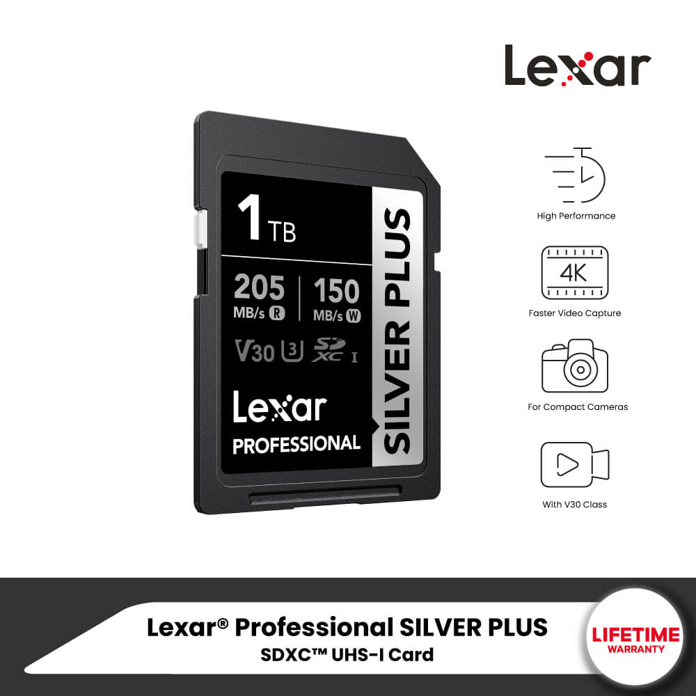 MEMORY CARD LEXAR SILVER PLUS 1TB UHS-I U3 V30 SD CARD FULL-HD 3D 4K RW205/150MB/S view 5
