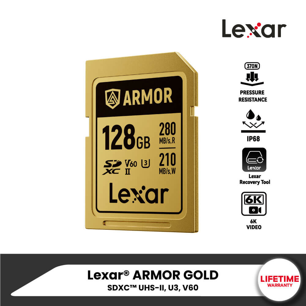 MEMORY CARD LEXAR ARMOR GOLD 128GB SD CARD FULL-HD 6K RW280/205MB/S view 5