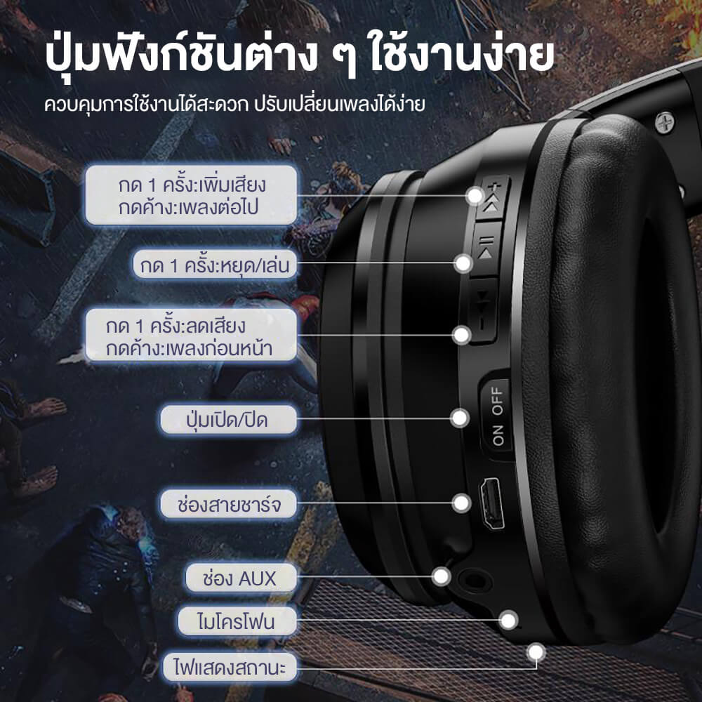 ONIKUMA B90 RGB CAT EAR WIRELESS GAMING HEADSET - BLACK view 4