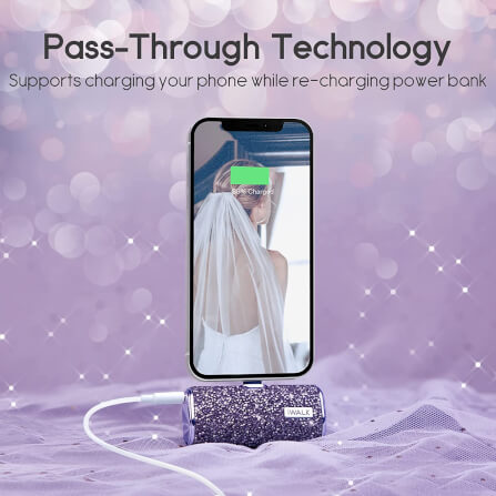 POWERBANK IWALK SECRET MAH LIGHTNING CHARGER PURPLE DIAMOND COLOR view 4