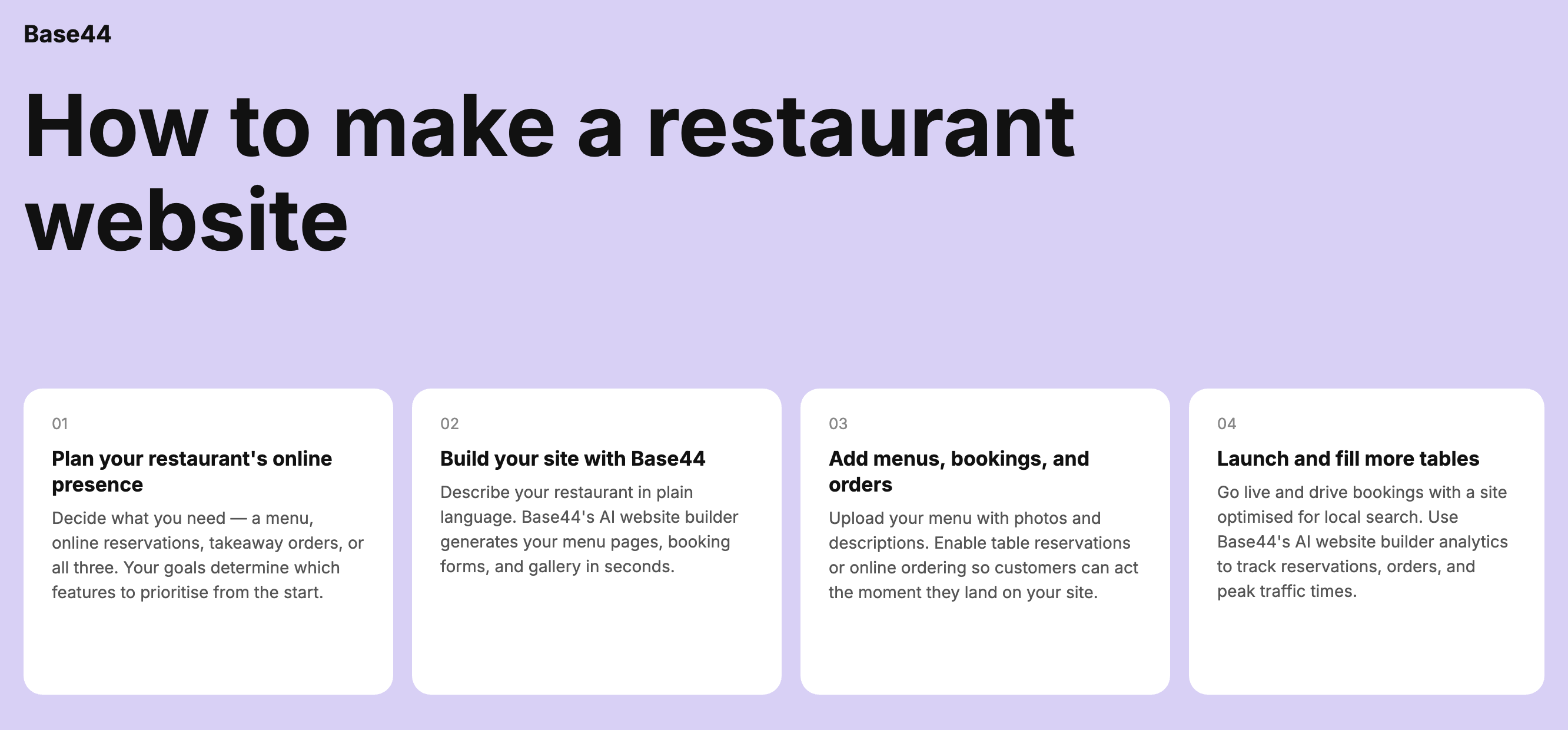 how to make a restaurant website with base44