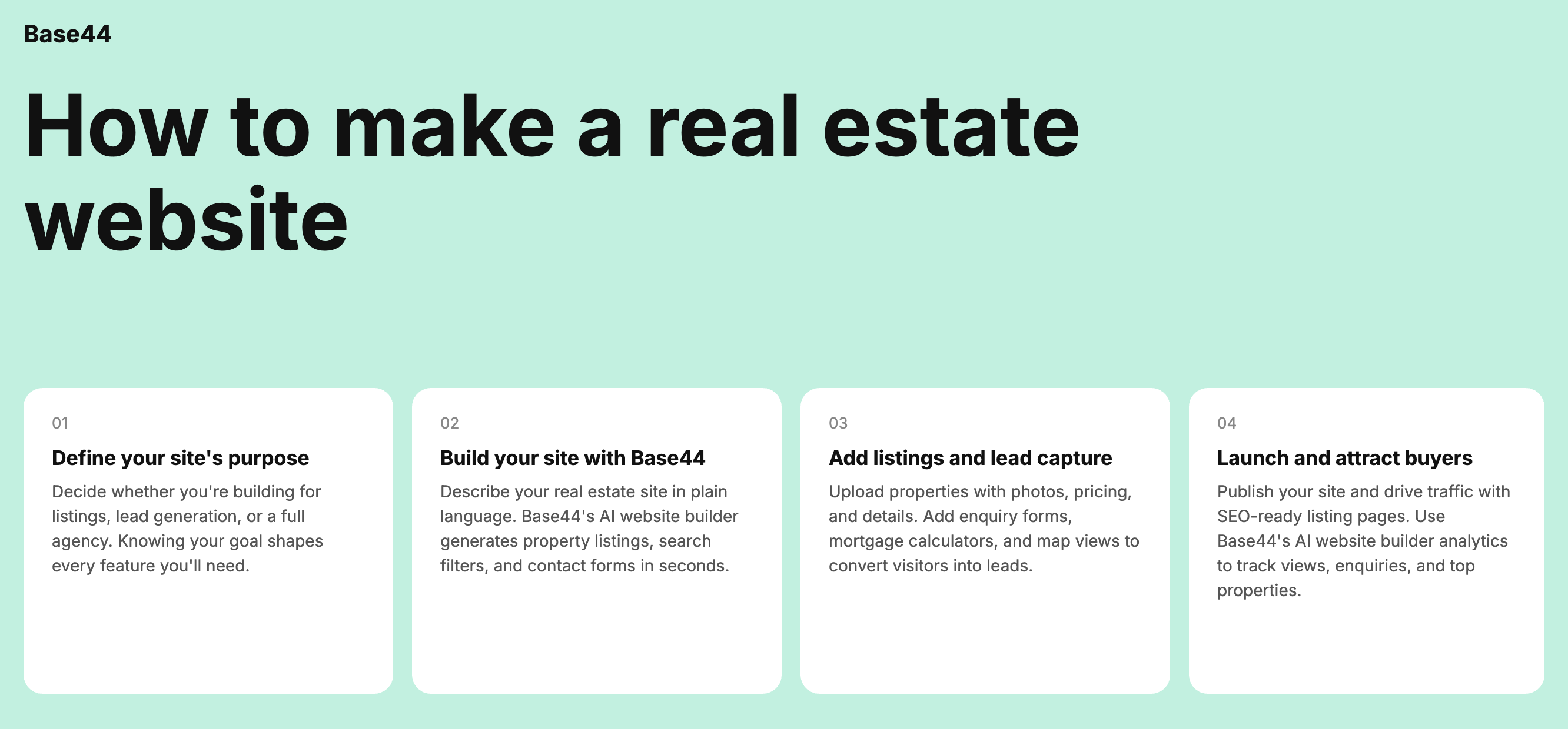how to make a real estate website with base44