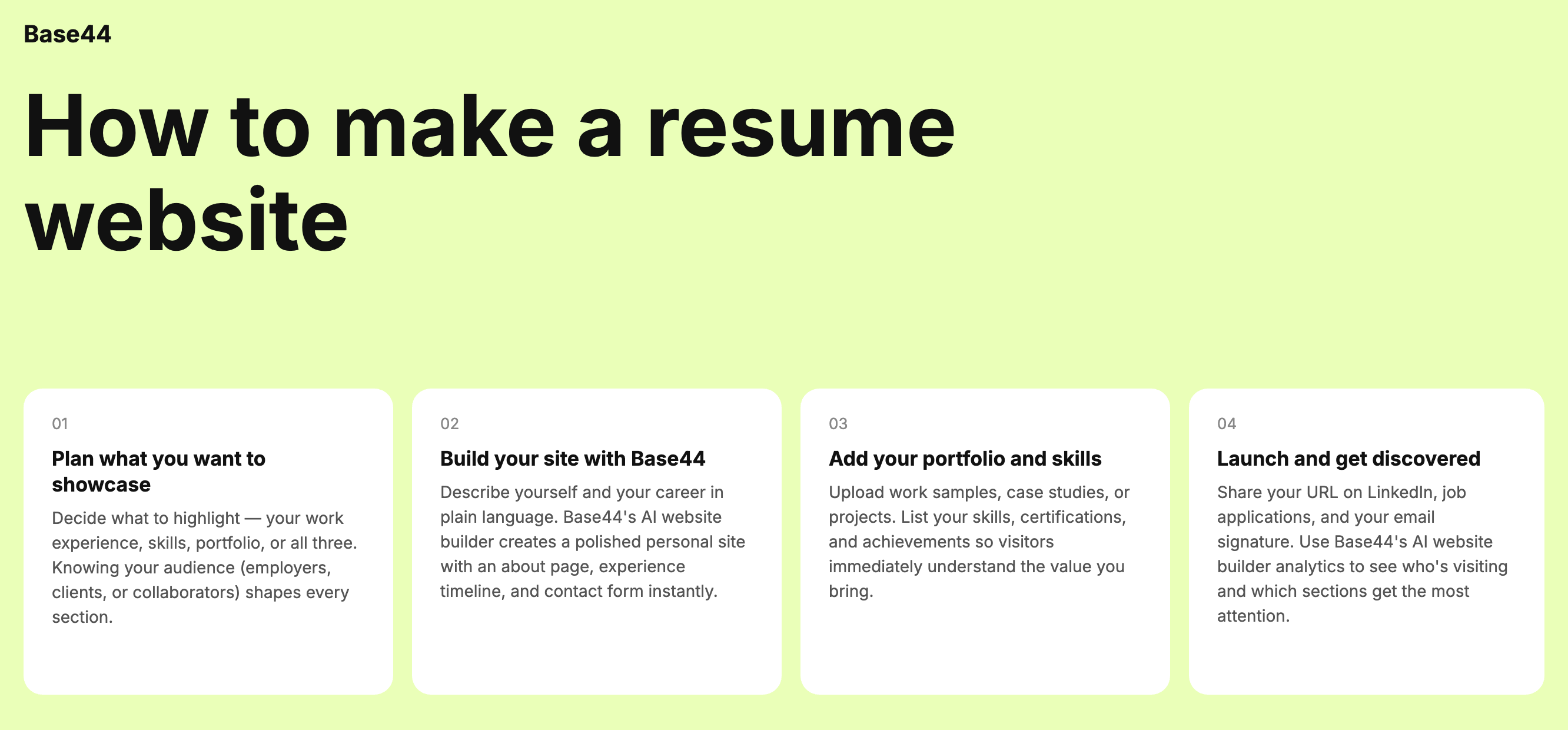 How to make a resume website with base44