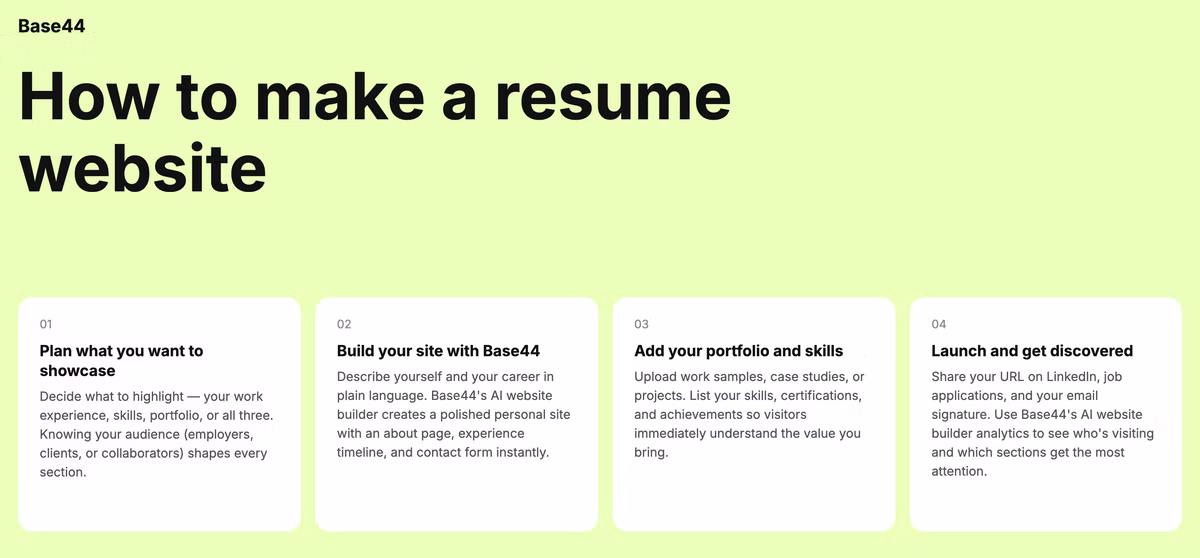 How to make a resume website with base44