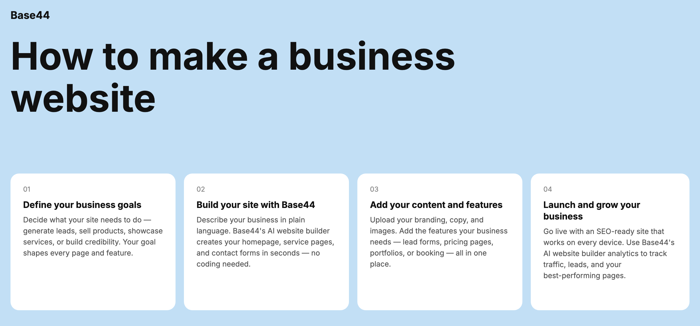 make a business website with base44