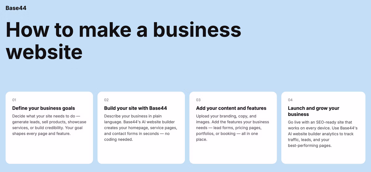 make a business website with base44