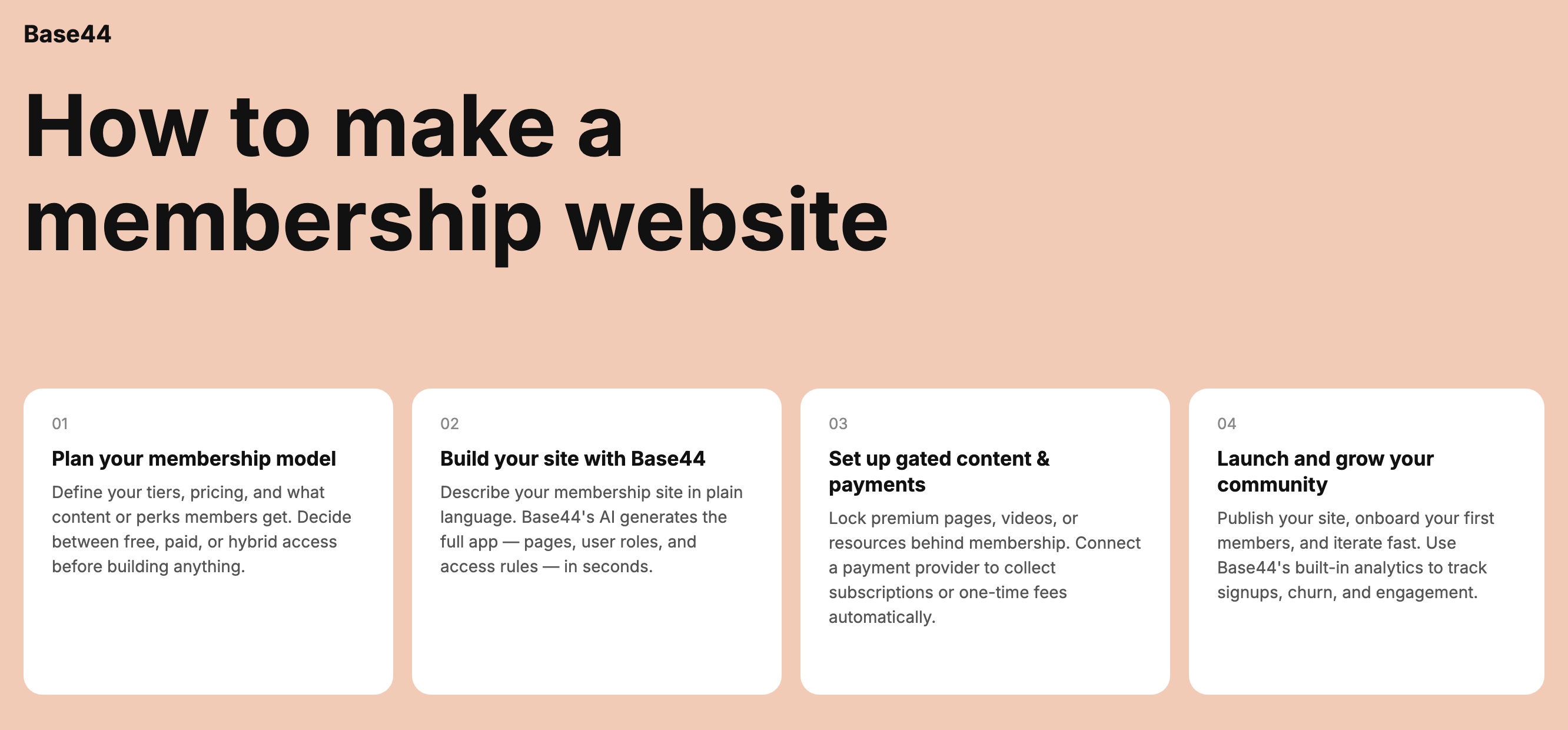 how to make a membership website with base44
