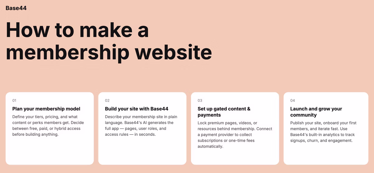 how to make a membership website with base44