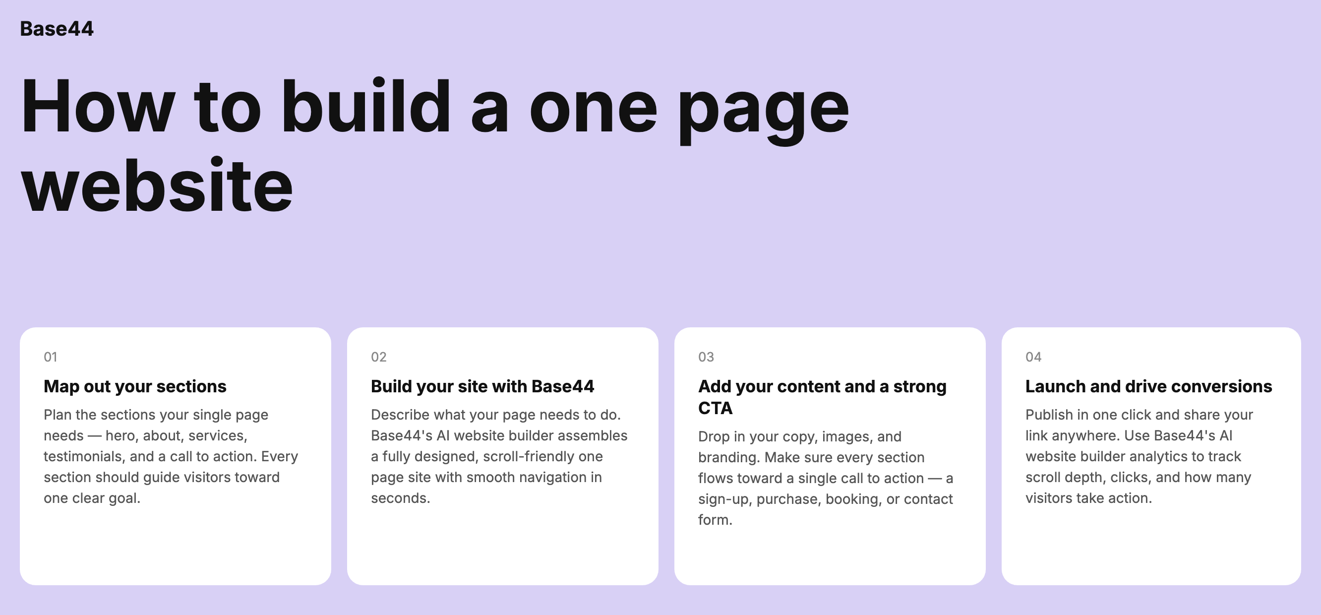 How to build a one page website with base44