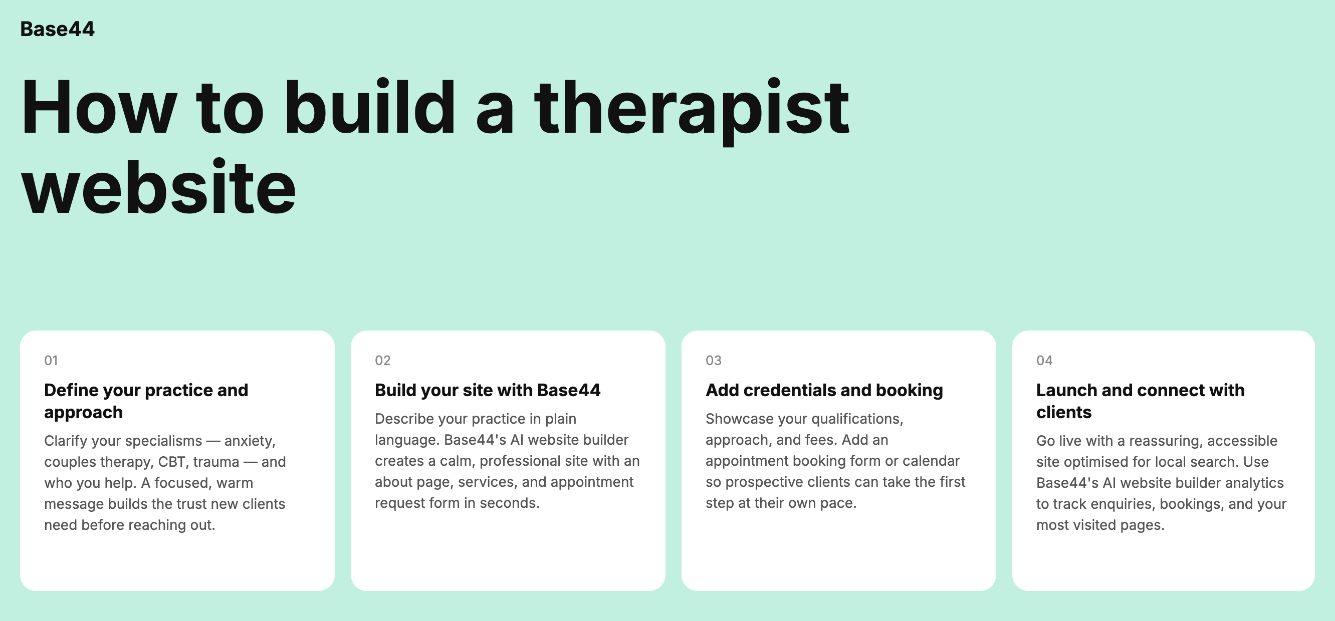 how to build a therapist website with base44