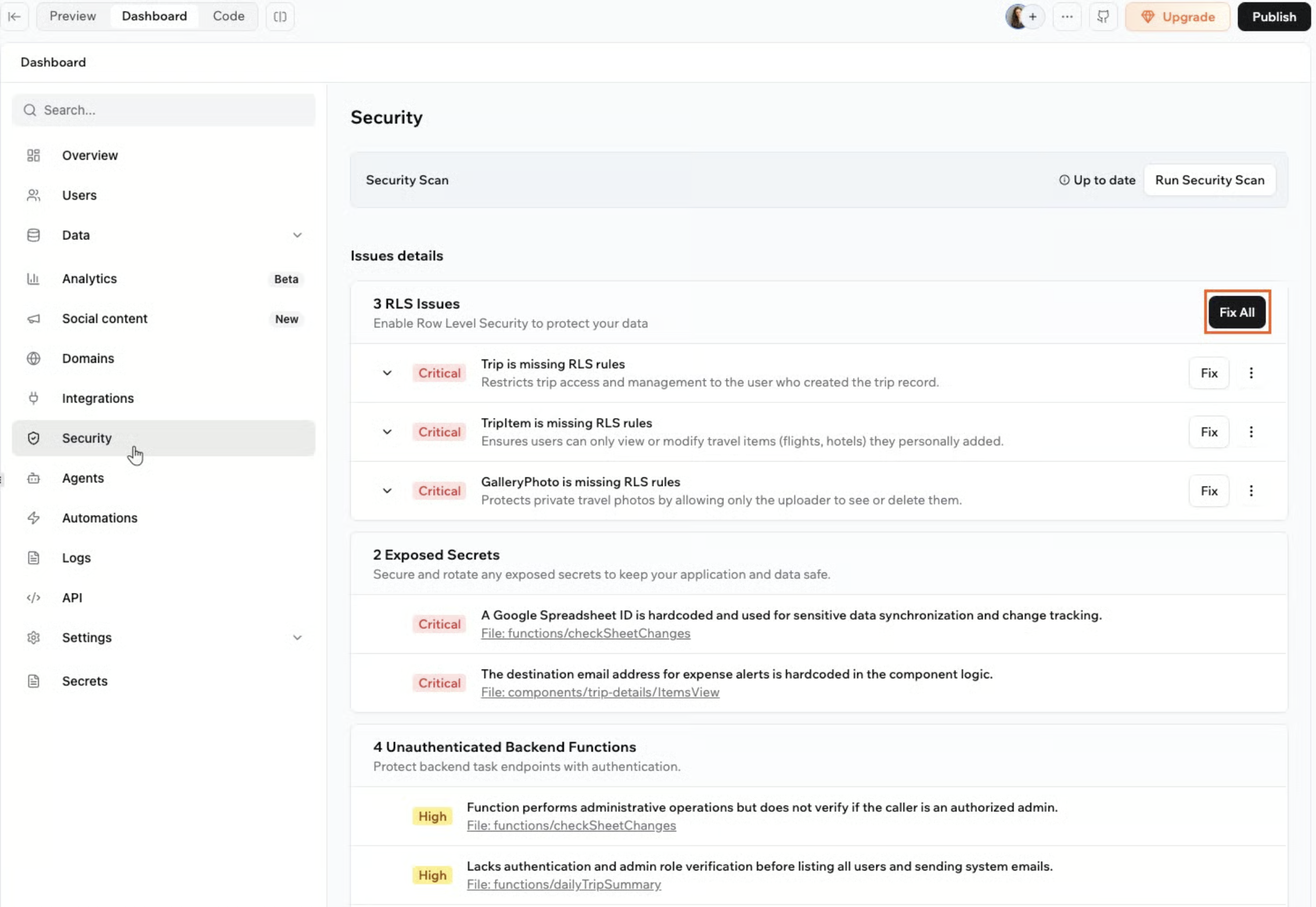 base44 app review security scan