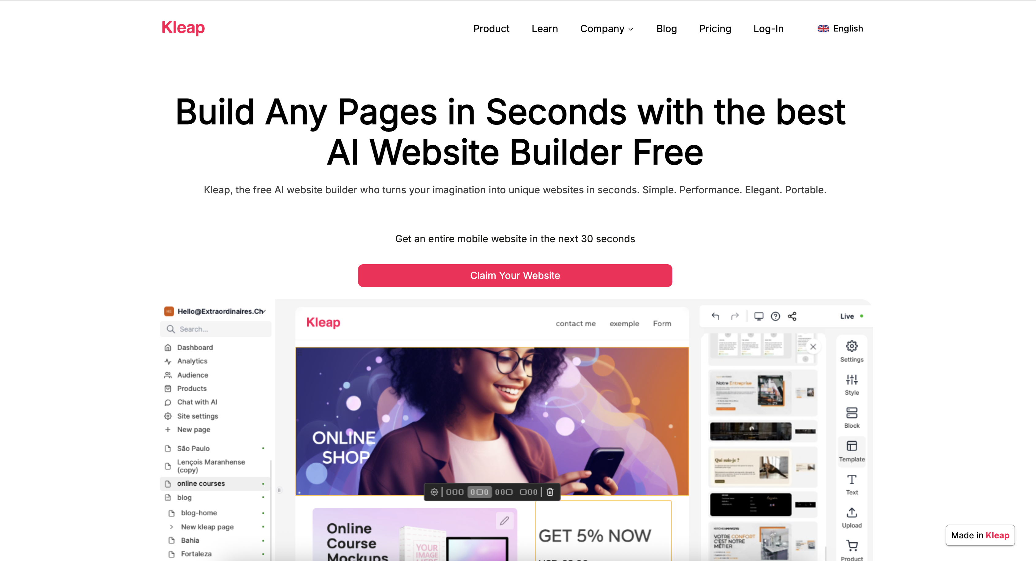 kleap best ai website builders