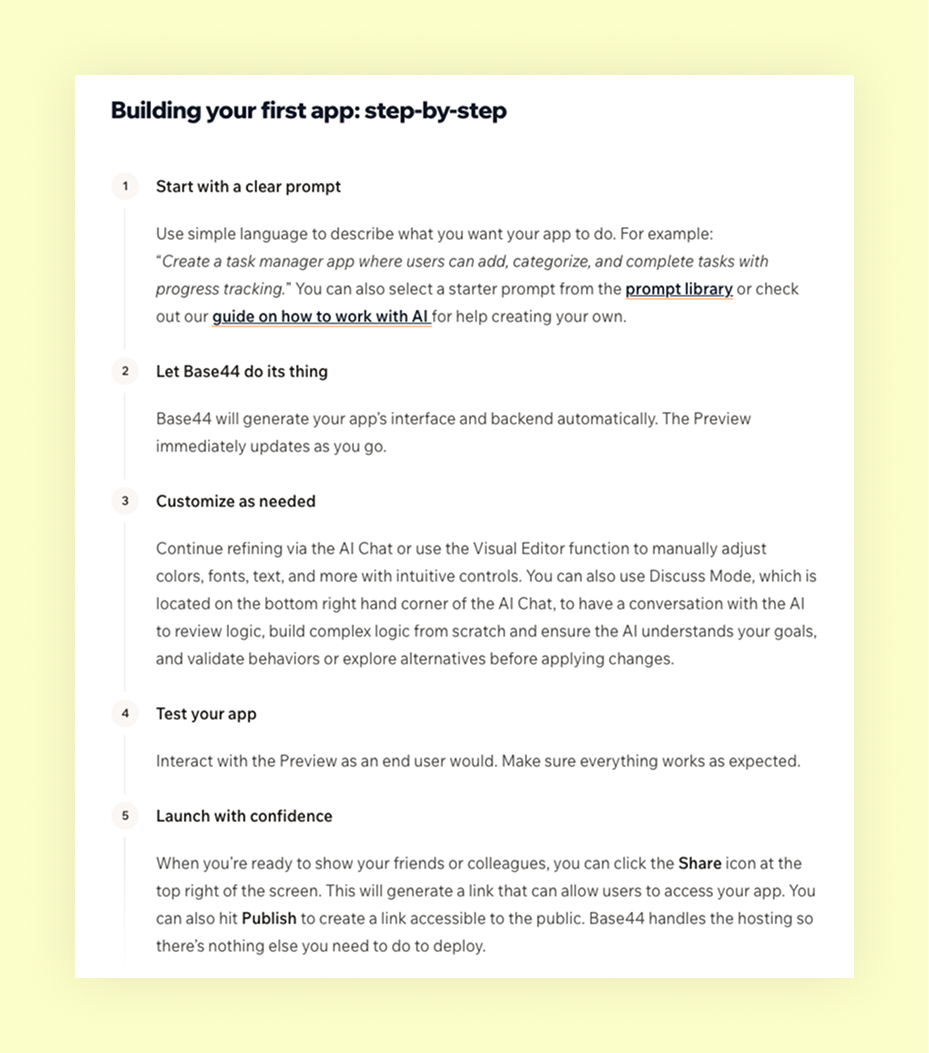 base44 building your first app step by step instructions