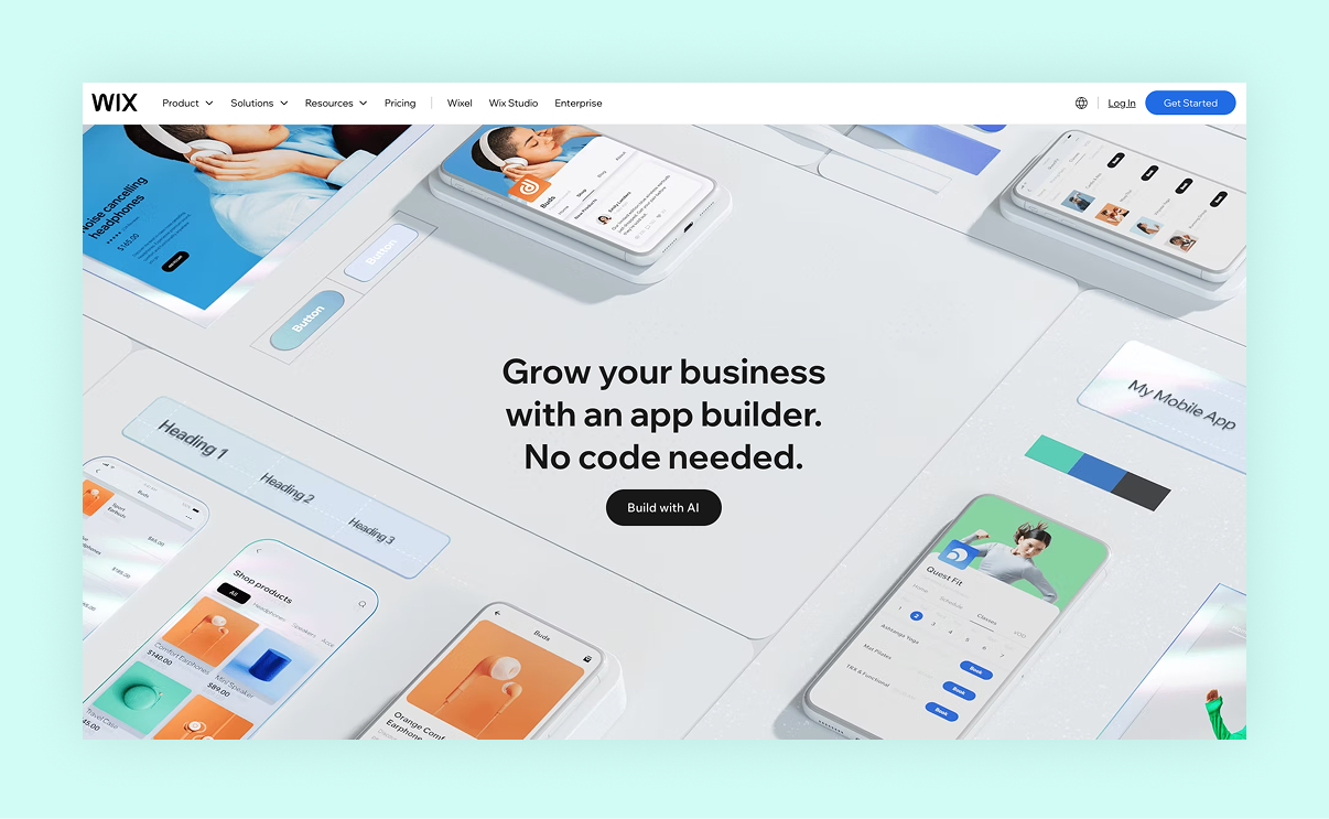 best ai app builder tools wix app