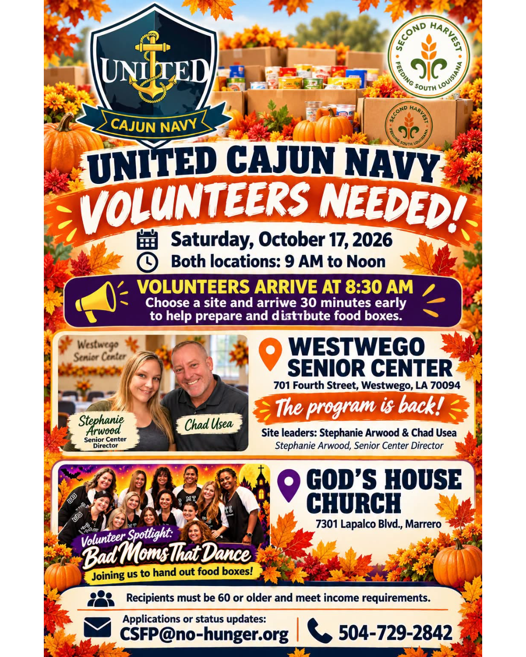 Flyer for VOLUNTEERS NEED IN LOUSIANA
