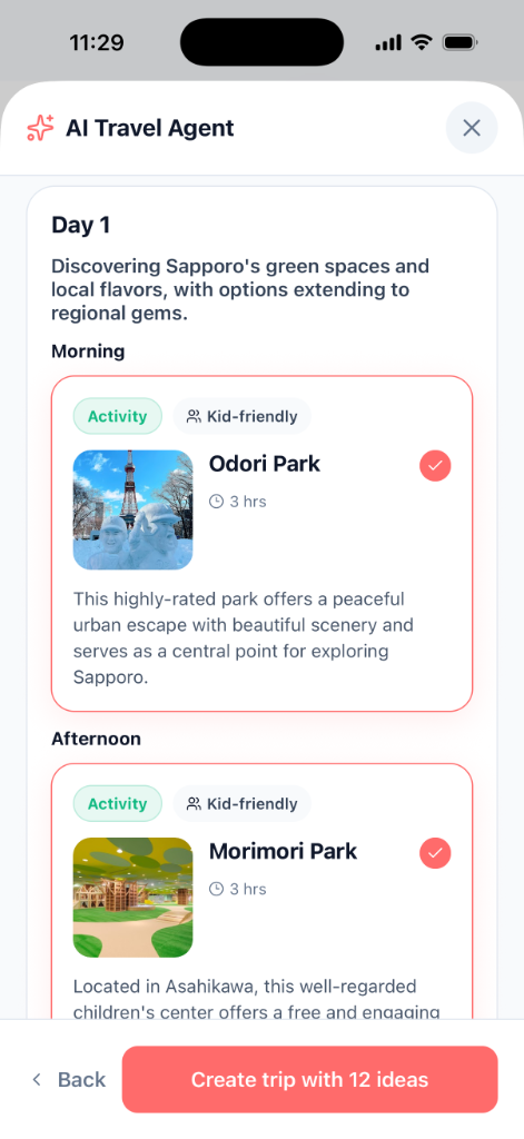 AI generated day plan