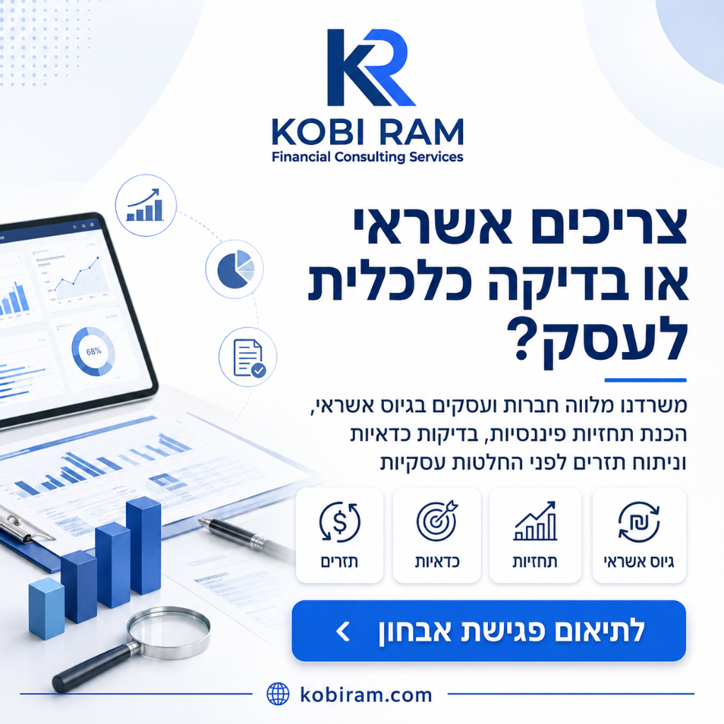 צריכים אשראי או בדיקה כלכלית לעסק — גיוס אשראי, תחזיות, כדאיות ותזרים