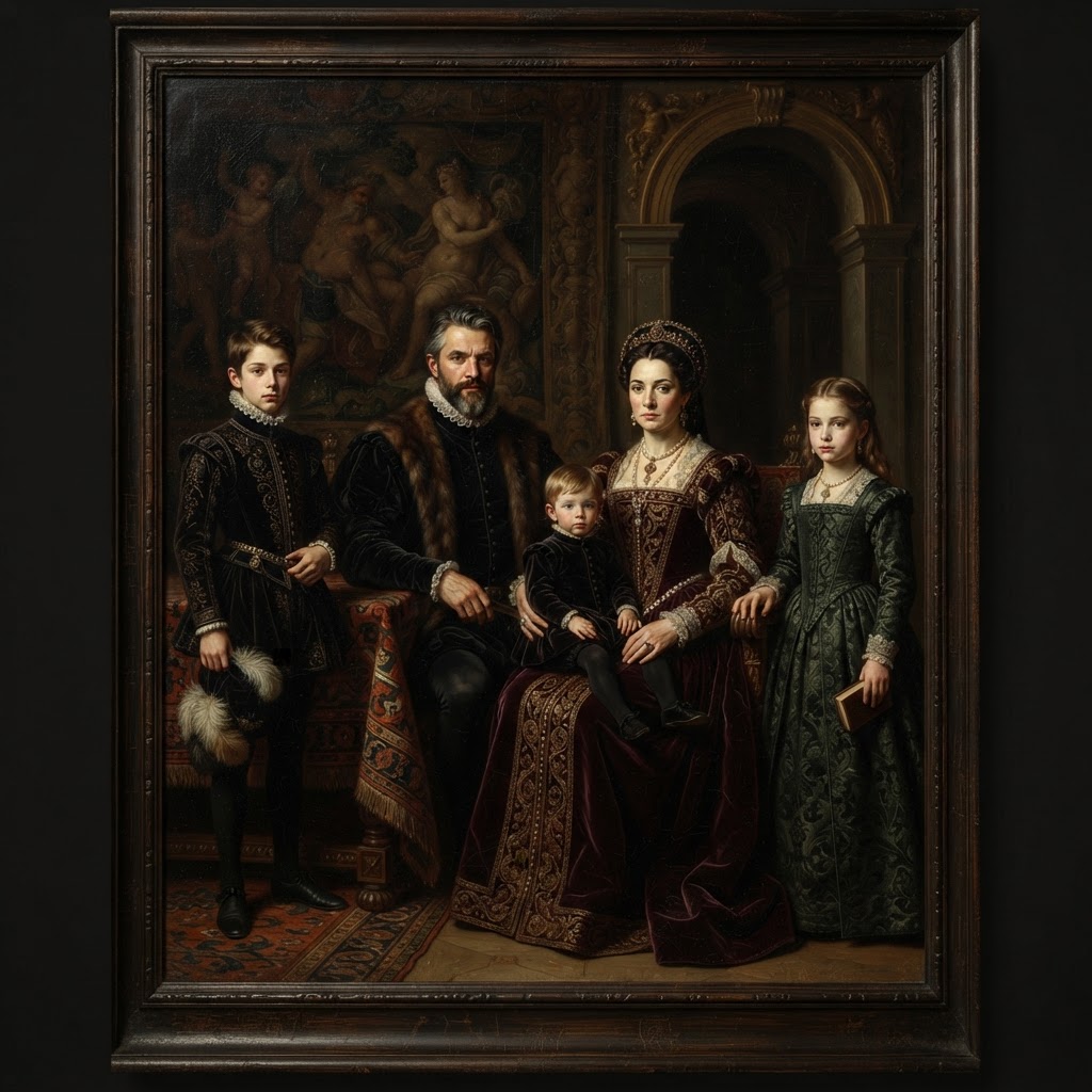 Oil painting family portrait