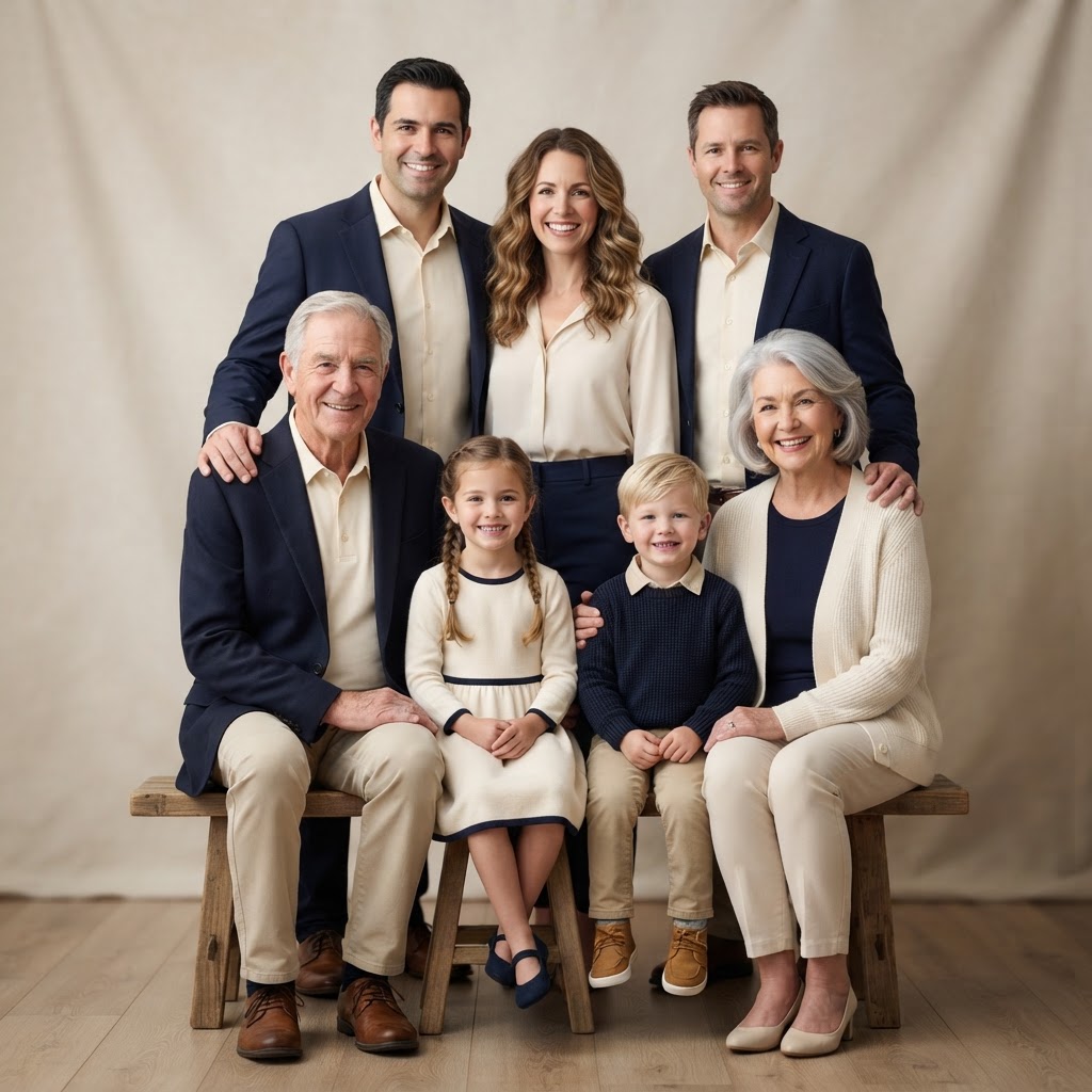 Finished multi-generational family portrait