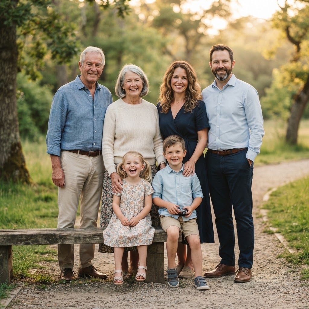 Multi-generational family portrait ready to be animated into a short video