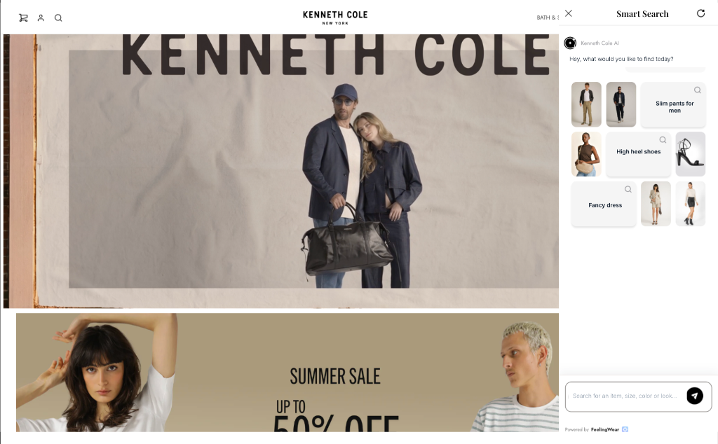 FeelingWear AI Shopper on desktop store