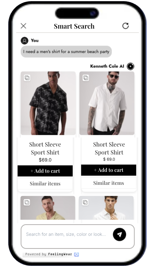 FeelingWear AI Shopper on mobile