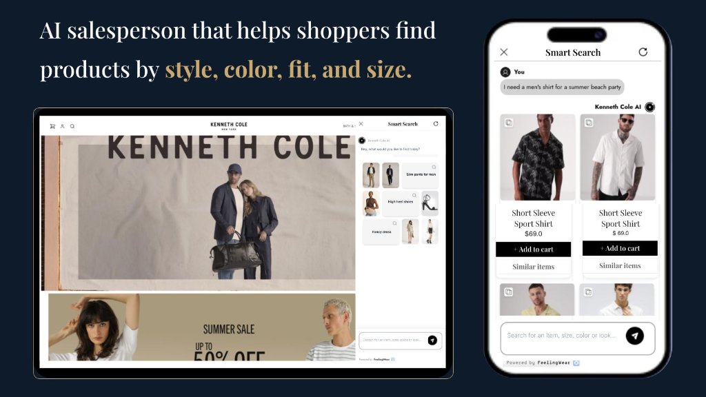 FeelingWear Smart Search AI assistant on desktop and mobile
