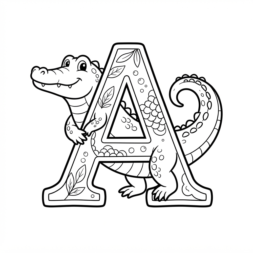 Letter A with aligator