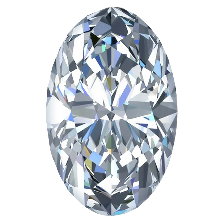 Oval diamond facet arrangement showing 56-58 facets