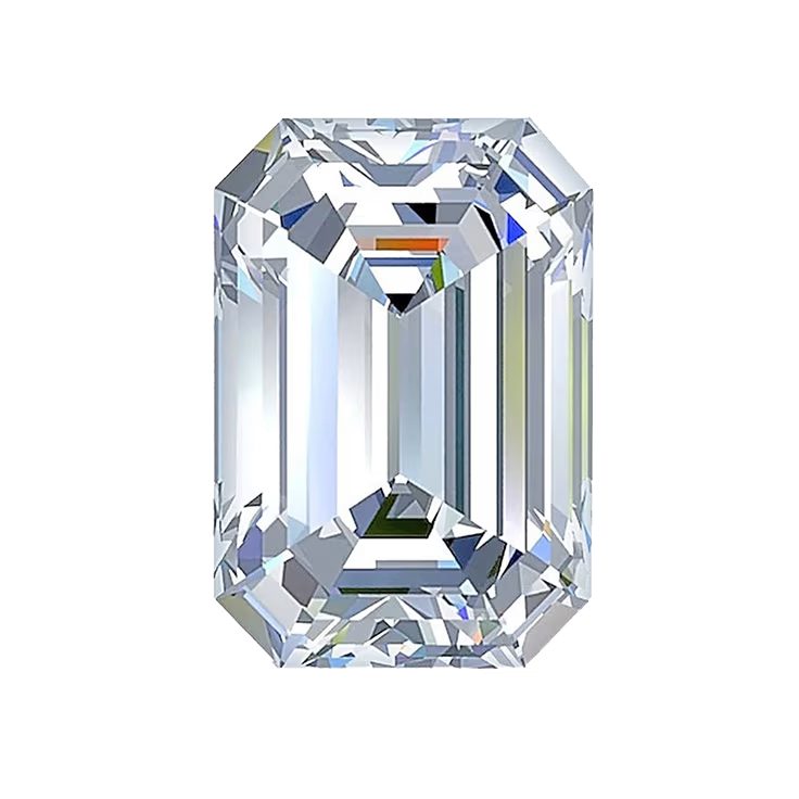 Emerald diamond step-cut facet arrangement showing hall of mirrors effect