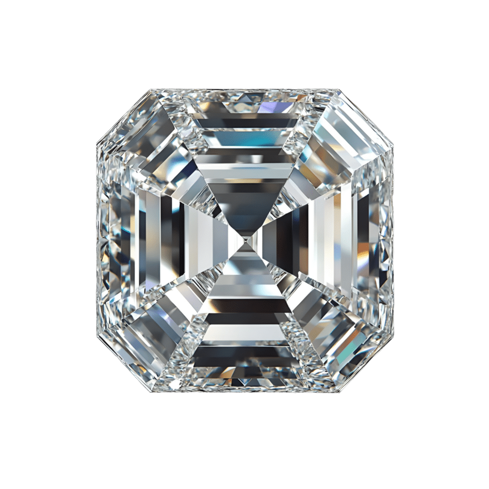 Asscher diamond step-cut facet arrangement showing hall of mirrors effect
